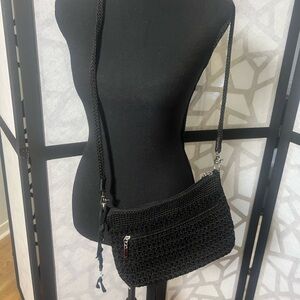 The Sak Elegant Black Crochet Crossbody Bag